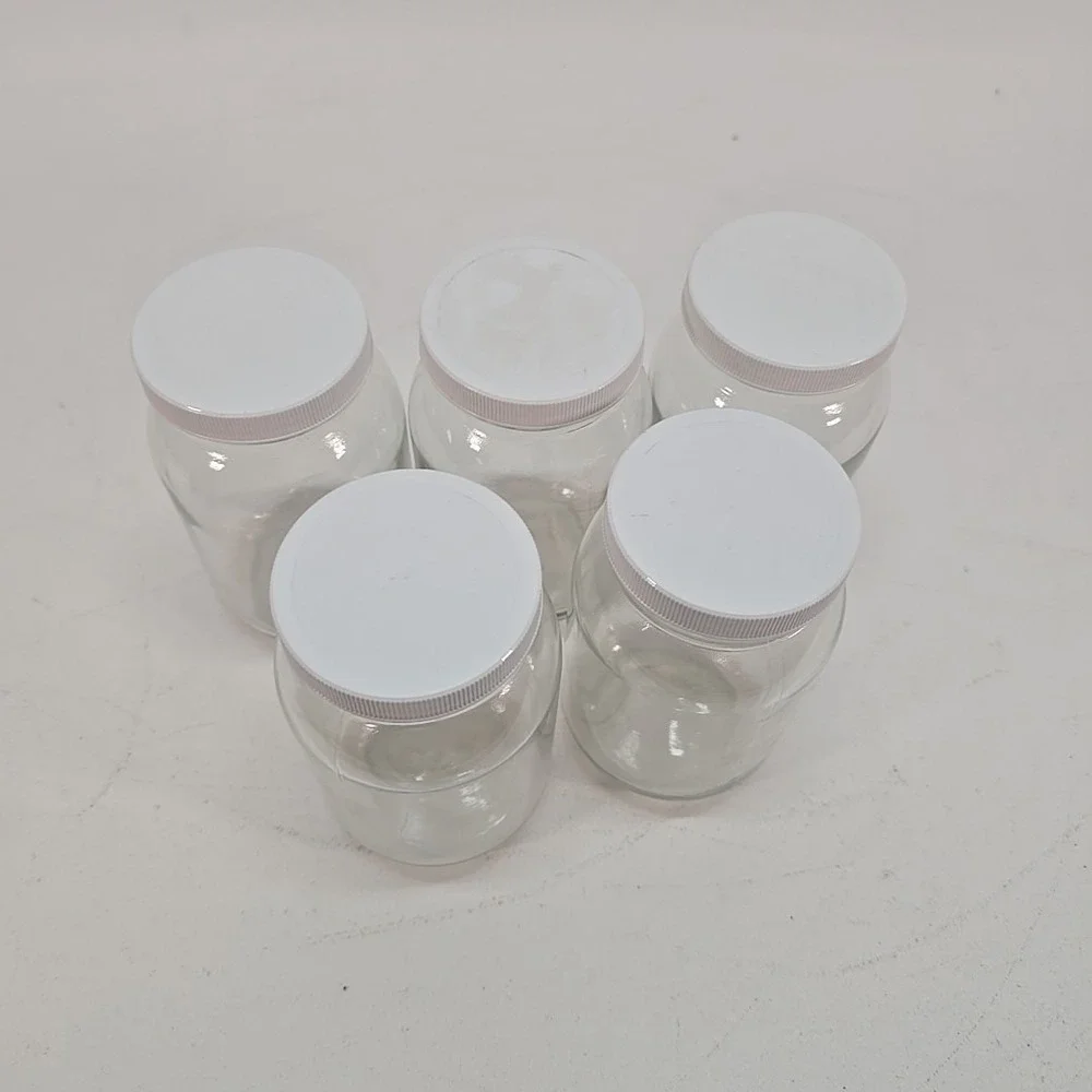 5 Pack 16 Oz Clear Glasd Jars with Plastic Lids Food Storage‎